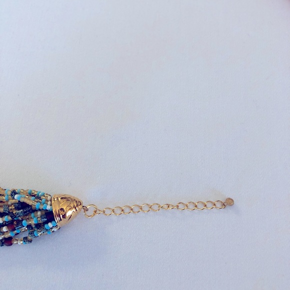 Kenneth Jay Lane Turquoise, White/Beige, Brown Torsade 20" Necklace w/20 Strands - Picture 4 of 6